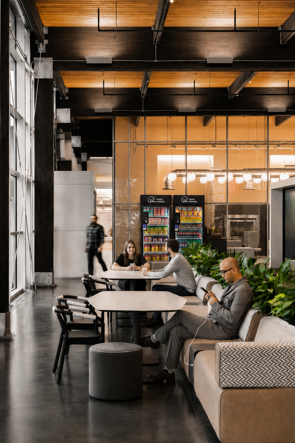 Smart cooler placed in a comfortable office break room