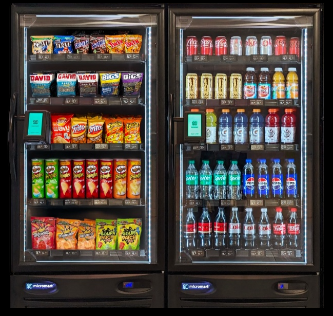 Refrigerated smart cooler for self-service workplace refreshments